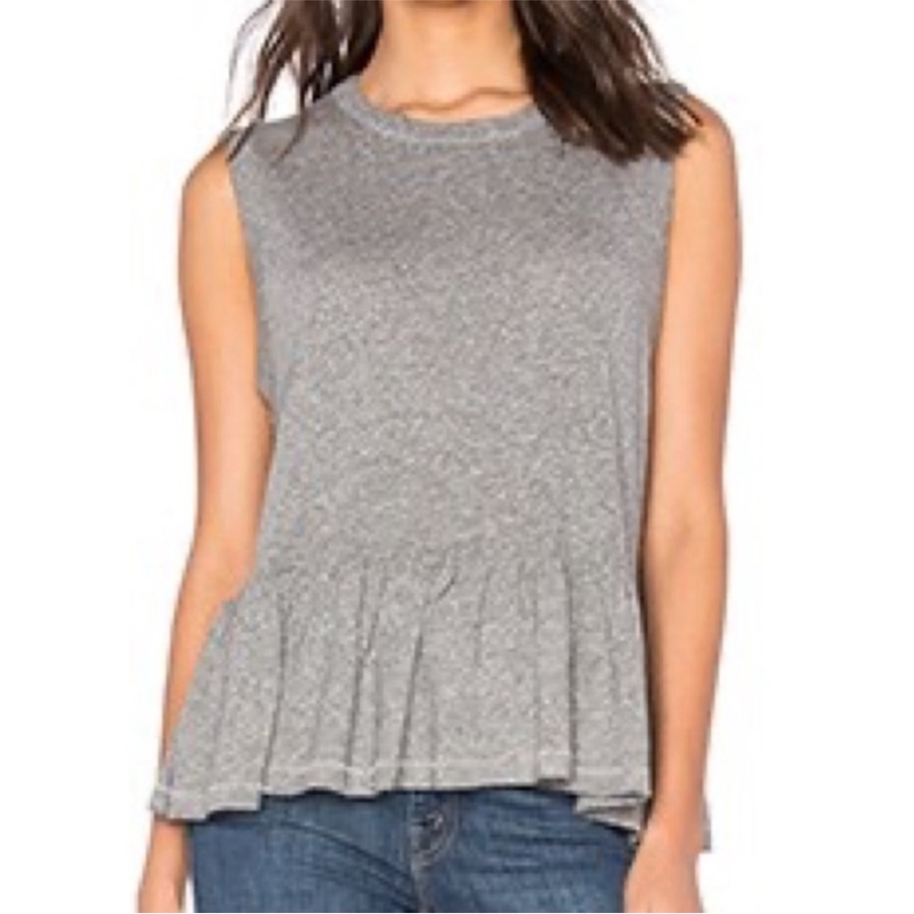 THE GREAT. Heather Gray Peplum Tank Top